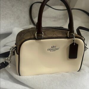 Coach Cream and Tan Crossbody Bag